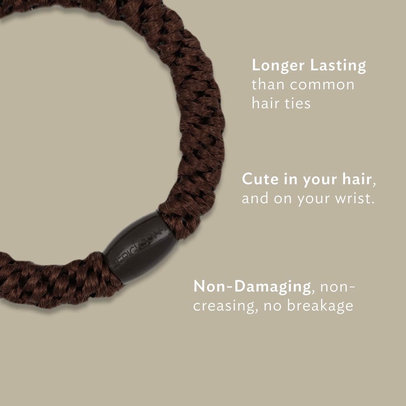 L. Erickson Brown Hair Ties for Thick Hair, Grab & Go Ponytail Holders, 8 Pack, Metallic Bronze, Thick No-Crease Bands with Strong Hold and Damage-Free Design | L. Erickson - Image 2